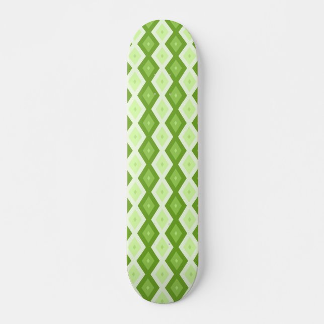 Chartreuse green diamond pattern skateboard (Front)