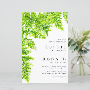Chartreuse Green Fern Leaves Wedding Invitation