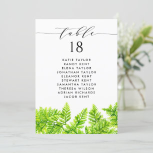 Chartreuse Green Fern Leaves Wedding Table Plan Invitation