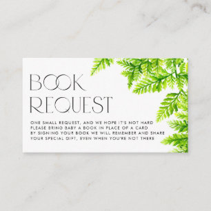 Chartreuse Green Ferns Baby Shower Book Request Enclosure Card