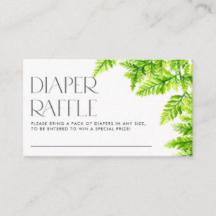 Chartreuse Green Ferns Baby Shower Diaper Raffle Enclosure Card