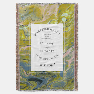 Chartreuse Green Hand Painted Marble Hymn Throw Blanket