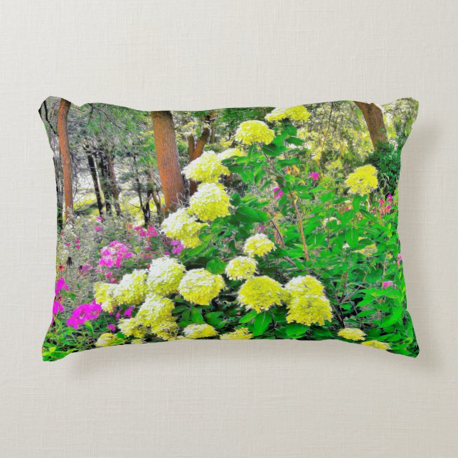 Chartreuse Green Limelight Hydrangea Garden Decorative Cushion (Front)