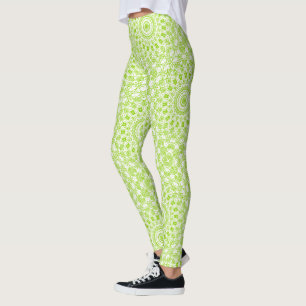Chartreuse Green Mandala Pattern Leggings