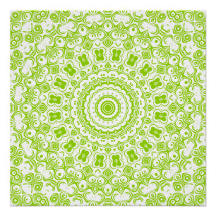 Chartreuse Green Mandala Pattern Poster