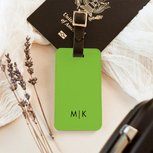 Chartreuse Green   Modern Monogram Luggage Tag