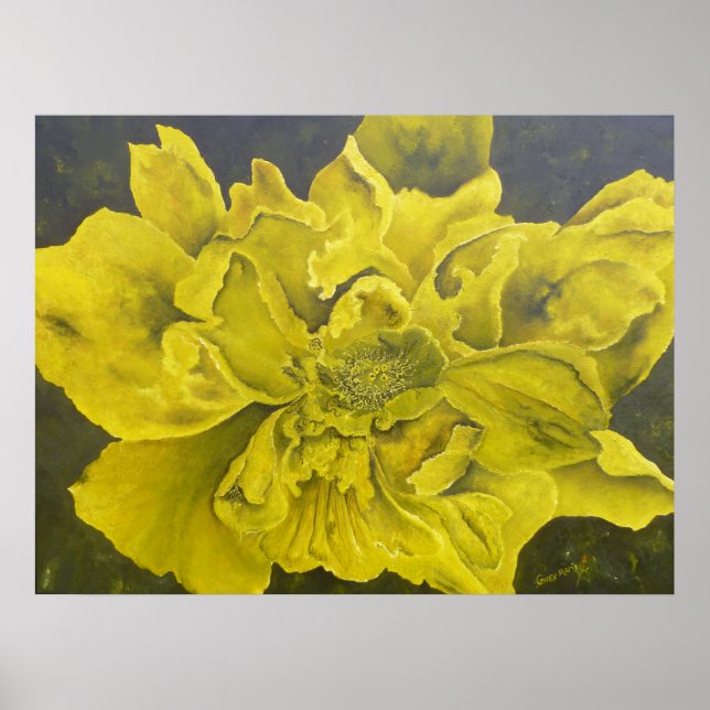 Chartreuse Green Peony Poster (Front)