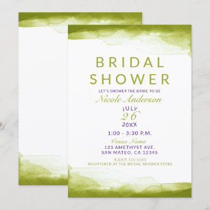 Chartreuse Green Watercolor Chic Bridal Shower Invitation