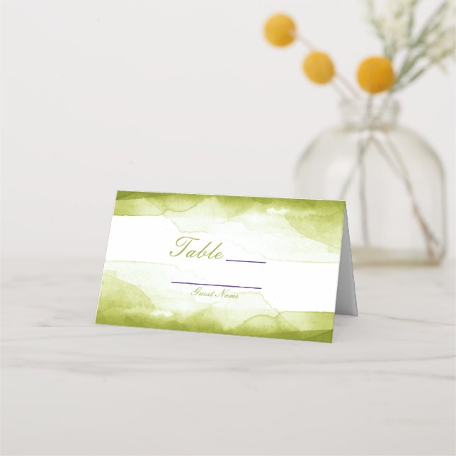 Chartreuse Green Watercolor Table Number Seating Place Card (Front)