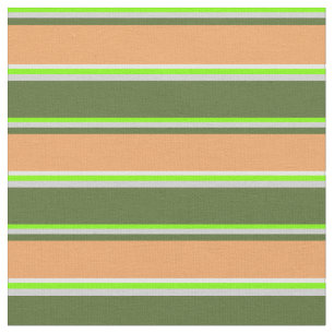 Chartreuse, Grey, Olive Green, Brown & Mint Cream Fabric