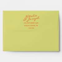 chartreuse Hand Written Whimsical Retro Wedding