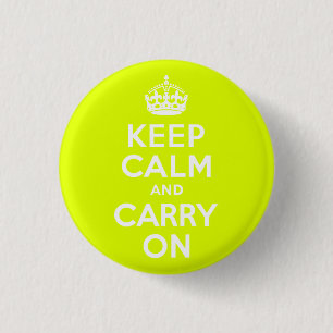 Chartreuse Keep Calm and Carry On 3 Cm Round Badge