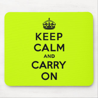 Chartreuse Keep Calm and Carry On (black) Mouse Mat