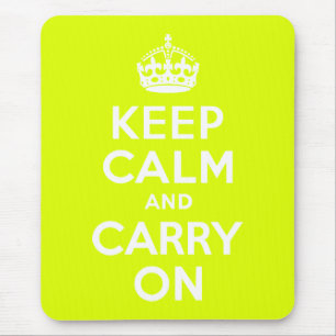 Chartreuse  Keep Calm and Carry On Mouse Mat