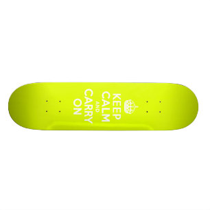 Chartreuse Keep Calm and Carry On Skateboard