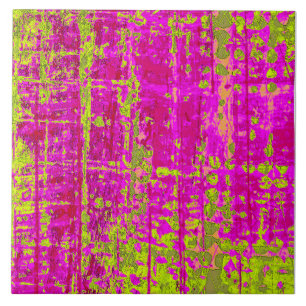Chartreuse Kiss Pink and Green Abstract Tile