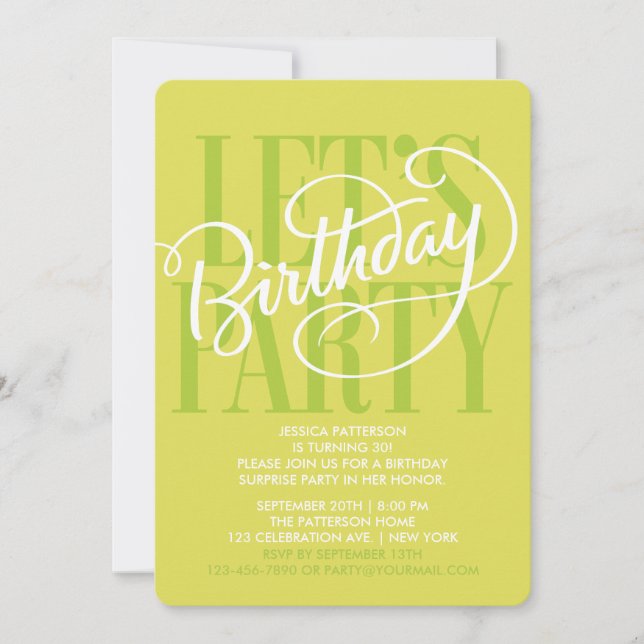 CHARTREUSE LET'S BIRTHDAY PARTY | INVITATION (Front)