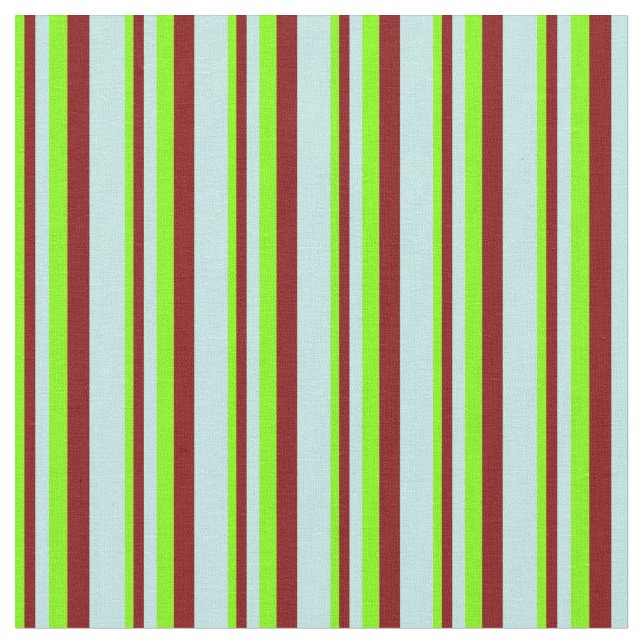 Chartreuse, Maroon, and Turquoise Coloured Stripes Fabric (Close Up)