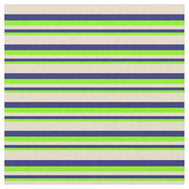 Chartreuse, Midnight Blue, and Tan Pattern Fabric (Close Up)