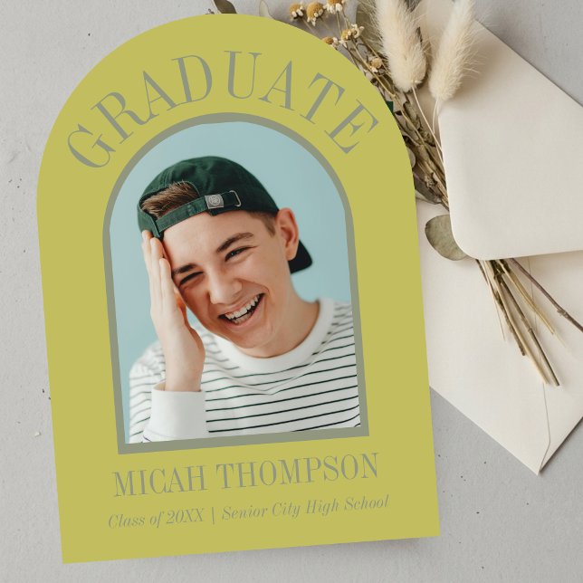 Chartreuse Modern Arch Grad Photo Announcement  (Chartreuse Modern Arch Grad Photo Announcement)