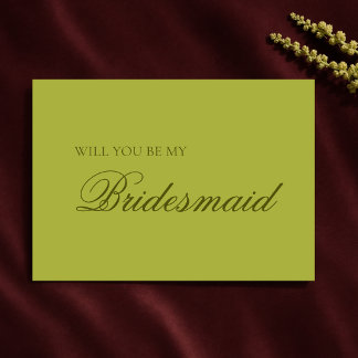 Chartreuse Modern Typography Bridesmaid Proposal Card