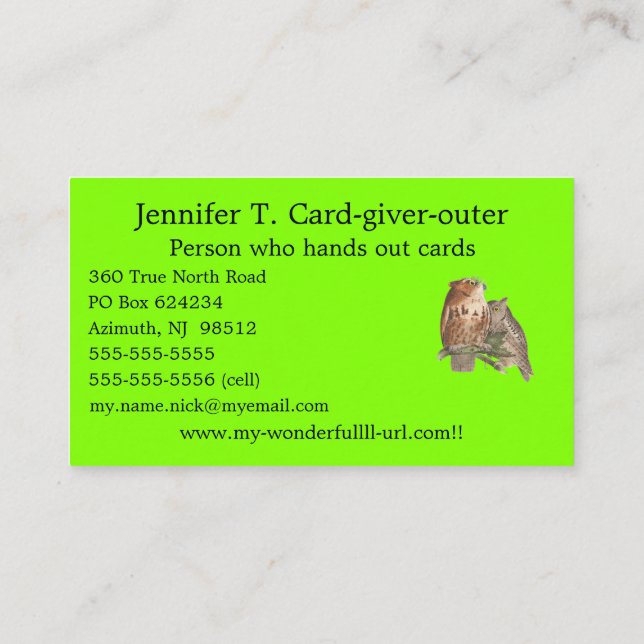 Chartreuse (Neon Green) 7FFF00 Single Solid Colour Business Card (Back)