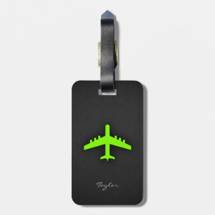 Chartreuse, Neon Green Aeroplane Luggage Tag
