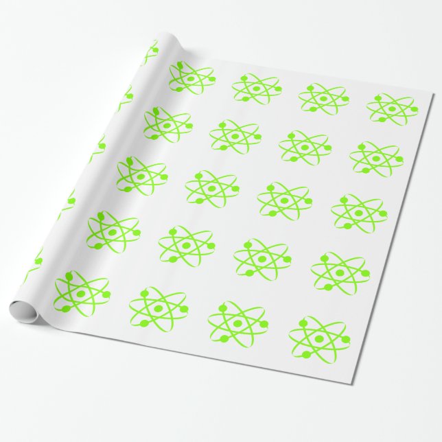 Chartreuse, Neon Green Atom Wrapping Paper (Unrolled)