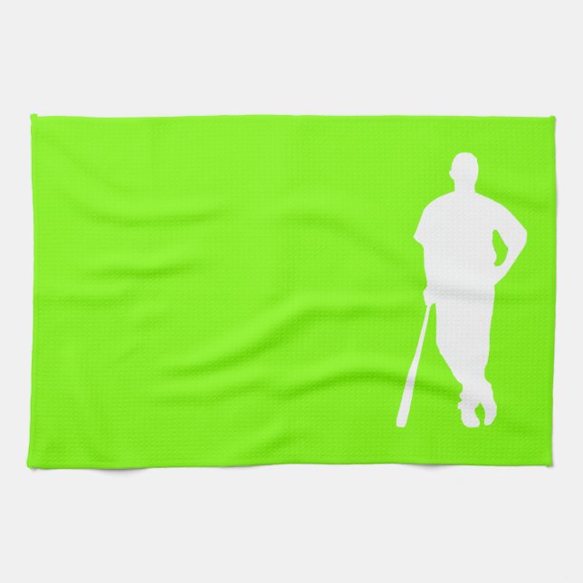 Chartreuse, Neon Green Baseball Tea Towel (Horizontal)