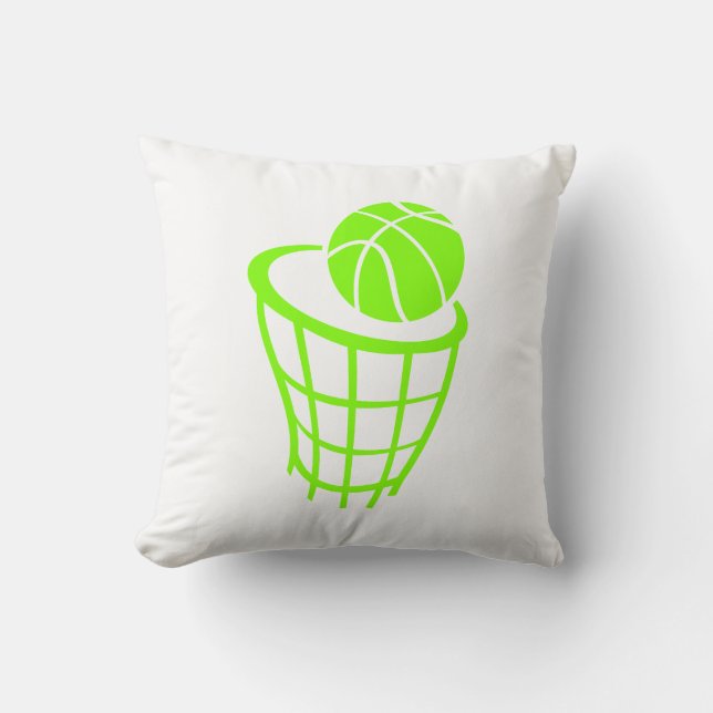 Chartreuse, Neon Green Basketball Cushion (Front)