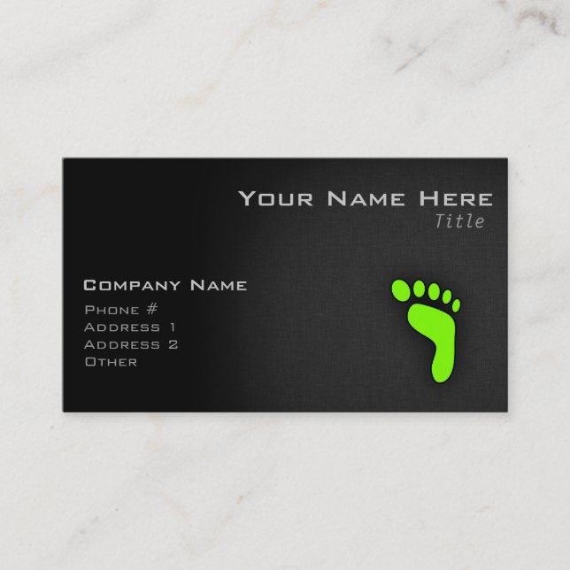 Chartreuse, Neon Green Footprint Business Card (Front)
