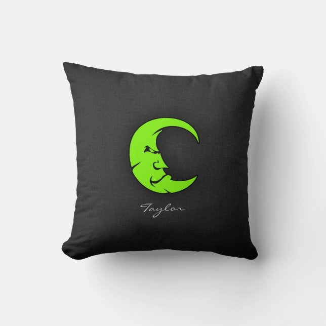 Chartreuse, Neon Green Moon Cushion (Front)