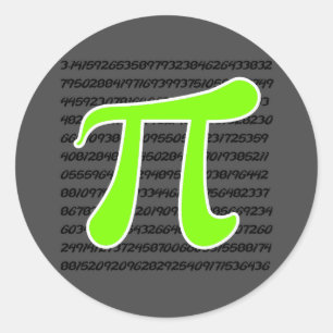 Chartreuse, Neon Green Pi symbol Classic Round Sticker