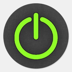 Chartreuse, Neon Green Power Button Classic Round Sticker
