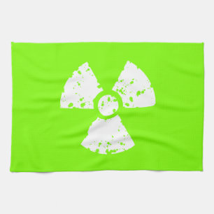 Chartreuse, Neon Green Radioactive Symbol Tea Towel