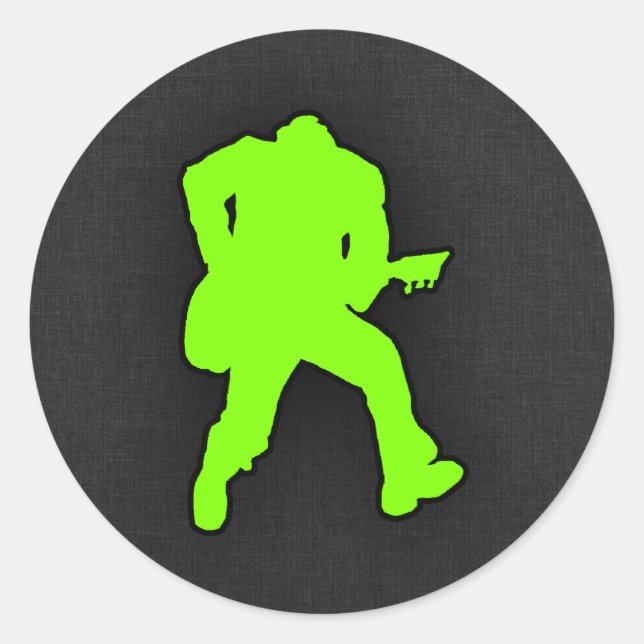 Chartreuse, Neon Green Rocker Classic Round Sticker (Front)