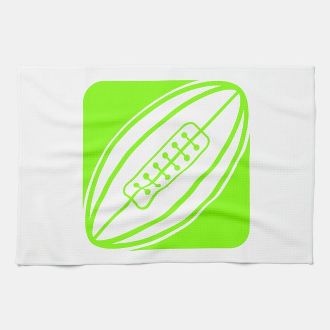 Chartreuse, Neon Green Rugby Tea Towel (Horizontal)