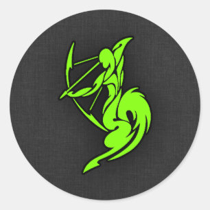 Chartreuse, Neon Green Sagittarius Classic Round Sticker