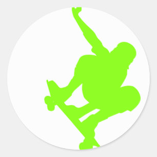 Chartreuse, Neon Green Skater Classic Round Sticker