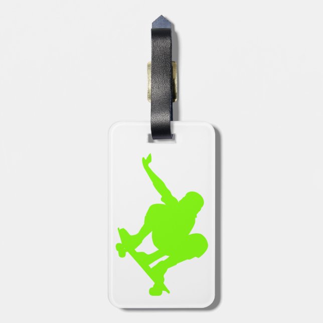 Chartreuse, Neon Green Skater Luggage Tag (Back Vertical)