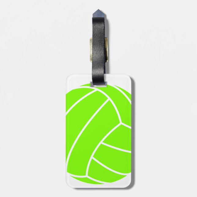 Chartreuse, Neon Green Volleyball Luggage Tag (Back Vertical)