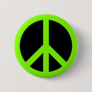 Chartreuse Peace Symbol 6 Cm Round Badge
