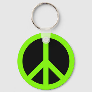Chartreuse Peace Symbol Key Ring