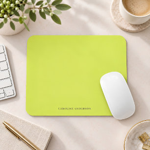 Chartreuse Personalised Name Modern Minimalist Mouse Mat