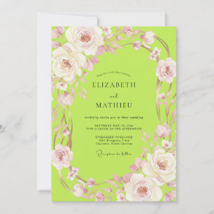 Chartreuse Rose Vine Wedding Invitation