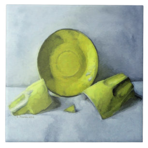 Chartreuse Saucer and Broken Cup Tile