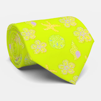 Chartreuse Sea Themed Pattern Tie
