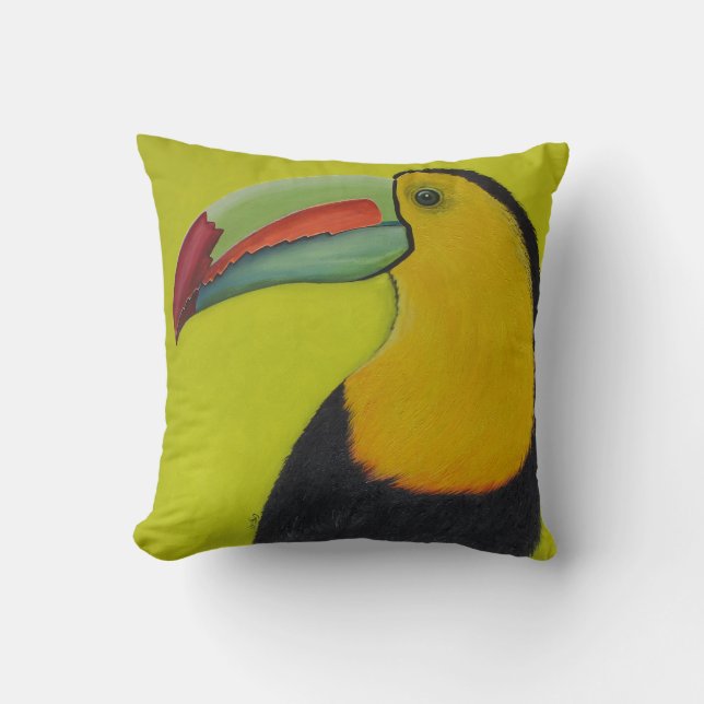 Chartreuse Toucan by GG Cushion (Front)