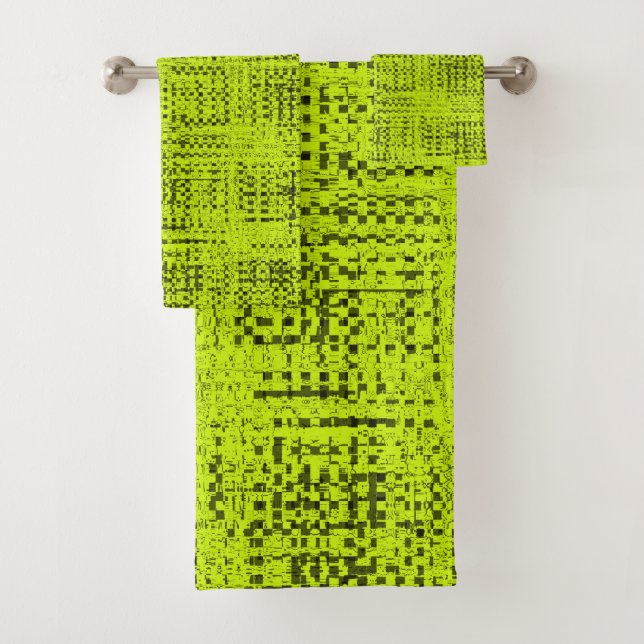 Chartreuse Tweed Bath Towel Set (Insitu)