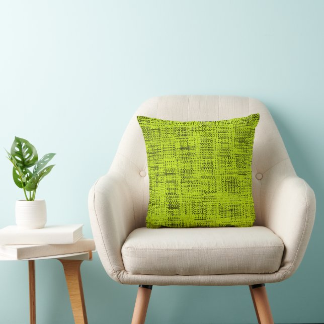 Chartreuse Tweed  Throw Pillow Polyester    (Chair)